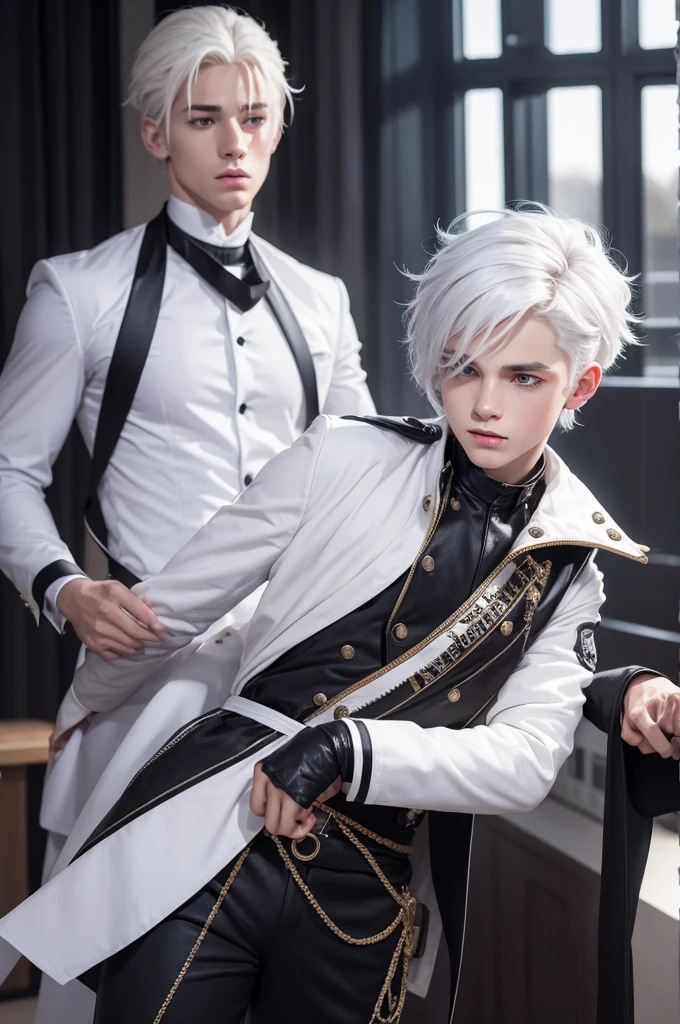 Boy with white hair winning the Bollon D'or prize video game style