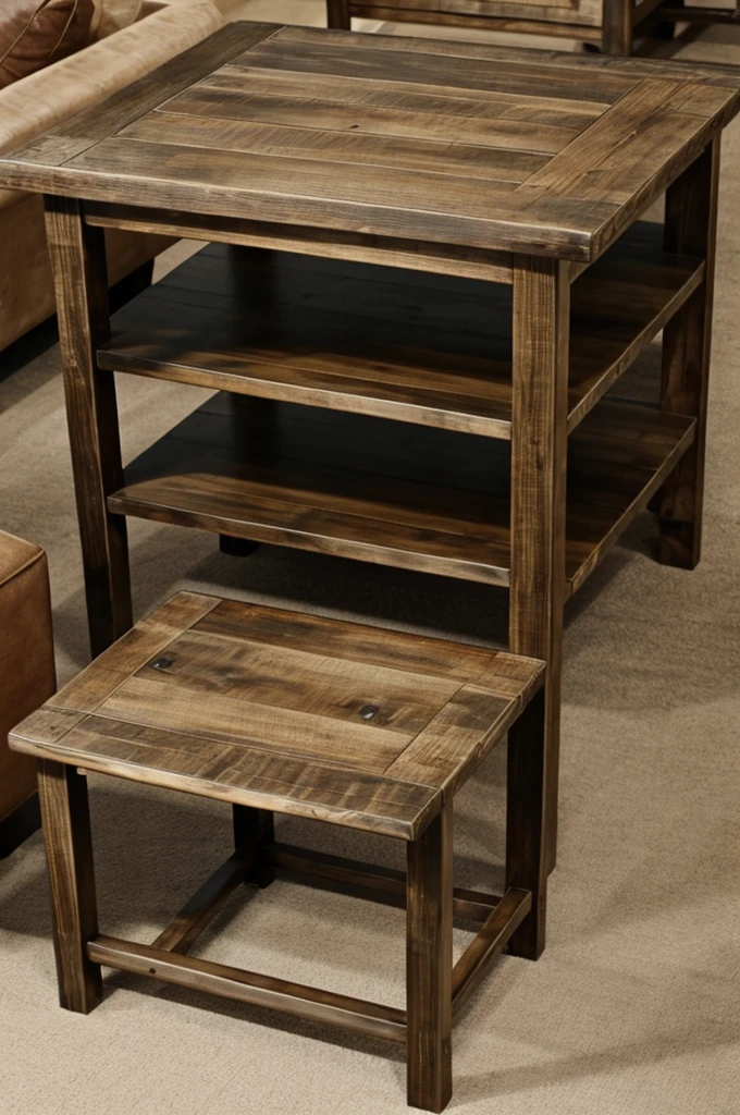 Center table with a rustic look, no drawers, no cupboards