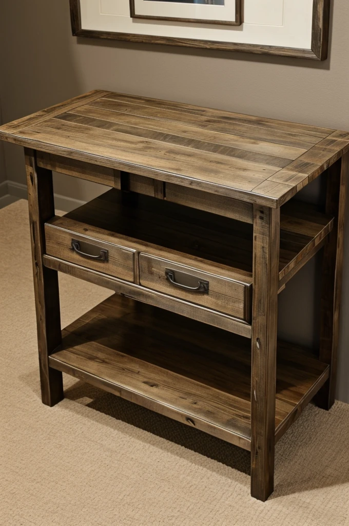 Center table with a rustic look, no drawers, no cupboards