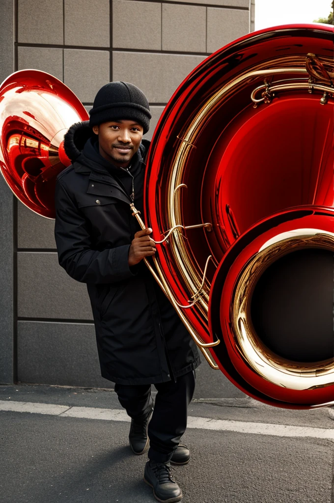Koba with a red tuba