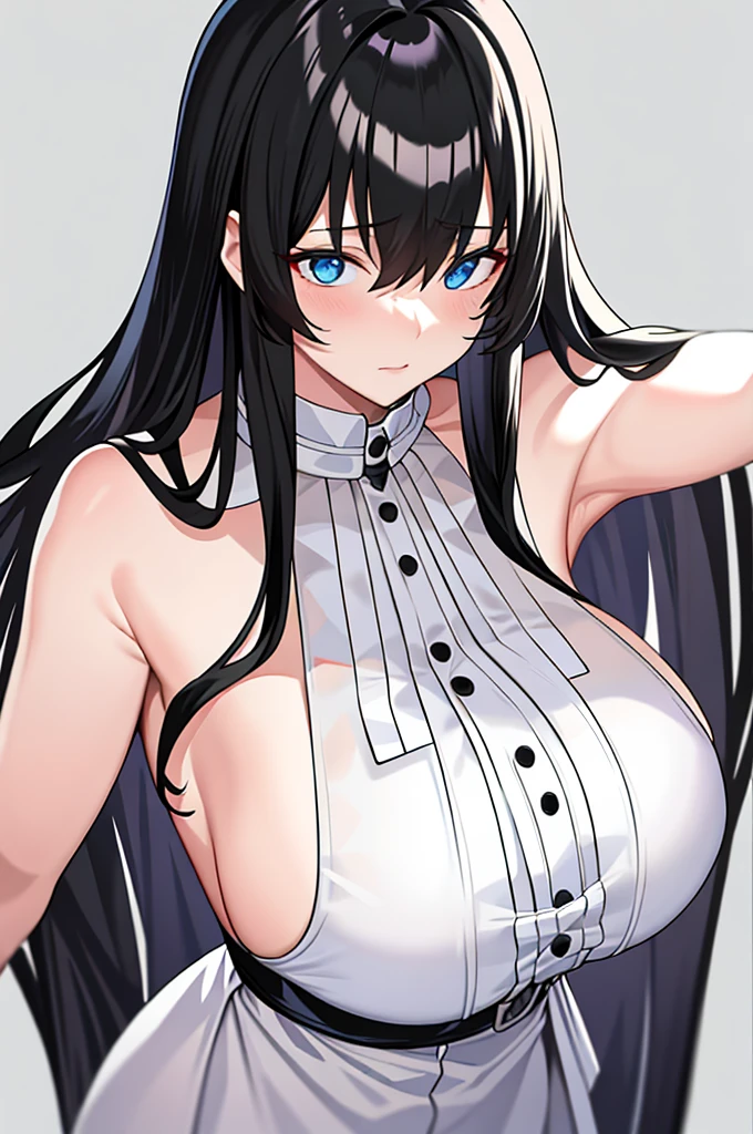 masterpiece, best quality, emphasize, 1個Giant Breast Girl,Black long hair, Huge ,Expose bare shoulders,White and transparent,Small fragrant dress,