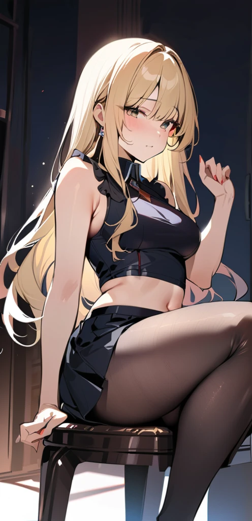 (masterpiece,Highest quality),Intricate details,One girl,Watame Base,Long Hair,Ahoge,Blonde,Hair Clip,One arm raised,Emphasize the sides,Emphasize the chest,Bathroom,cowboy shot,sit,Spread your legs,sing,Close ~ eyes