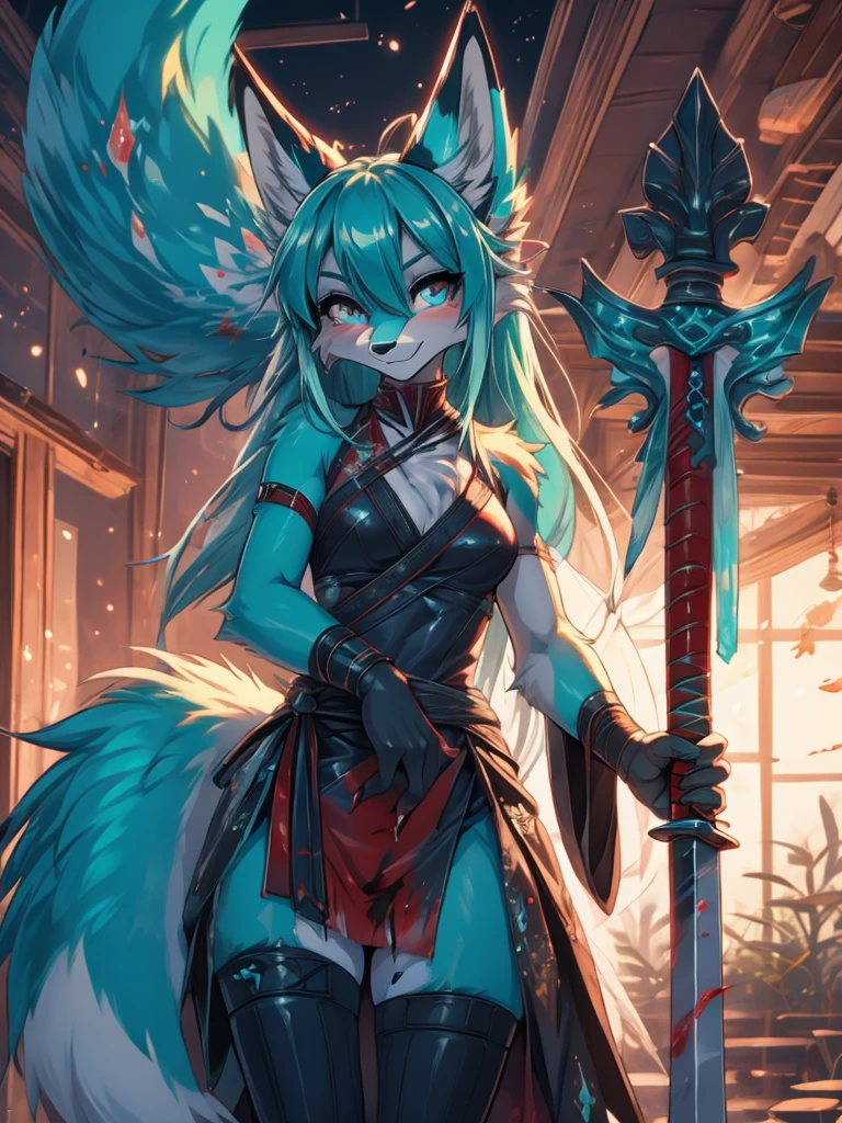 ((beautiful and detailed dragon girl, long tail, bushy tail)))dragon chica adolescente 18 years, (((18 years))) high definition 1:1(((female))) ((the second)) dragon, lizard, (((black body))((dragon wings))Ross Tran, by Ruan Jia, by zaush, por Foxovh, cinematic lighting, seductive, the debt, Vista de whole body,((whole body)), pirate, messy hair, ((orange hair,with blue locks)), (turquoise tail), detailed blue eyes, submissive pose, View from below, side view,(heart-shaped pupils) ((determined and rebellious)) detailed, (8k the best quality, Masterpiece,(((sensual pose)), (bien detallada Masterpiece mejor definicion)arms outstretched, behind the back samurai armor)((katana in hand)), ((blood in your body),(tough girl) batllefield, field of corpses 