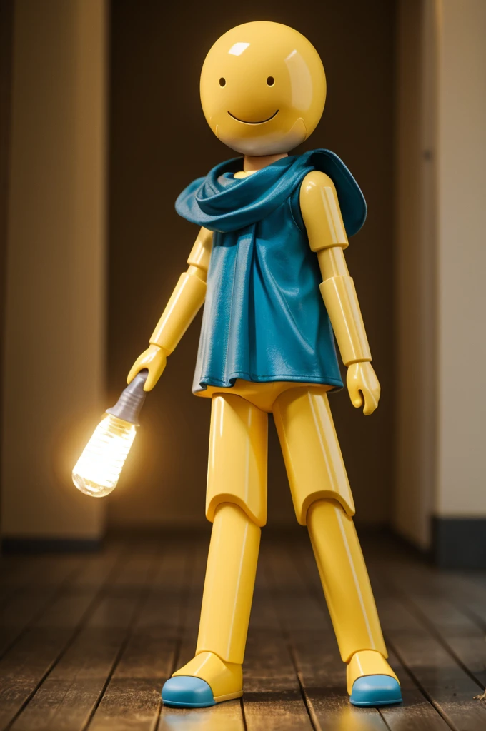 Light yellow leg Dark yellow leg Light yellow hand Dark yellow leg Yellow head Happy face Blue staff on the back