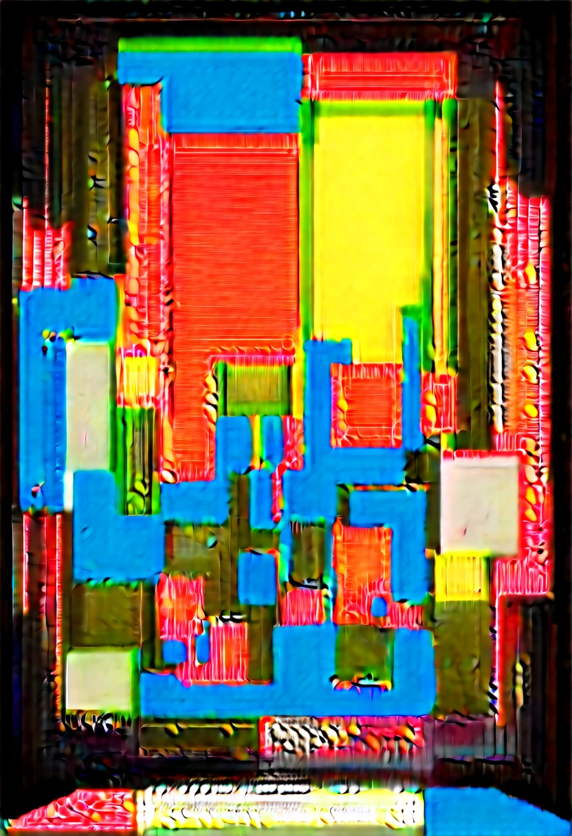 Two canvases meet,
One with splashed inks and paints
The other with stencils