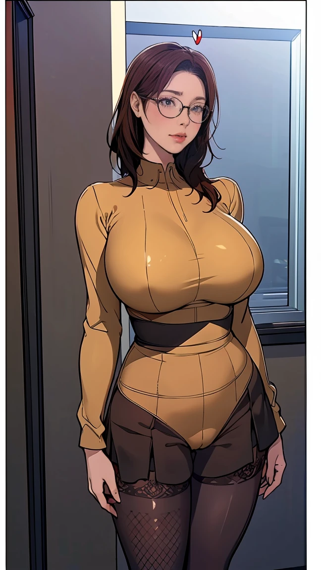 8K, RAW photos, best quality, masterpiece, Practical, Practical, (1 extreme beauty),full-body shot, The face is rich in detail, Fine particles, Double eyelids, eyelash, Grin, Lip detail, Brown long hair, Large Breasts, (Black Lace Fishnet Bodysuit), ((Red hip skirt)), Cowboy shooting, , ((Written border depth)) ,Tape your mouth shut,Soaked white shirt、Blonde plump busty woman holding book and glasses, woman in black suit, Wearing a serious suit, Female Merchant, Wearing a suit的女人, Girl in a suit, Office attire for women, Wearing a suit,Wearing black glasses, Girl in a suit, young Female Merchant, Wearing a suit, Business Attire, Wearing a suit,Proceed with caution when wearing glasses,(( Japanese girl)), (((Slim, Tight waist, Thin thighs, Thin arms))), (((side))), (((Firm and huge breasts:1.3))),(camel toe:1.5),(red g-string:1.3),(Black hip skirt),(red heel:1.6)