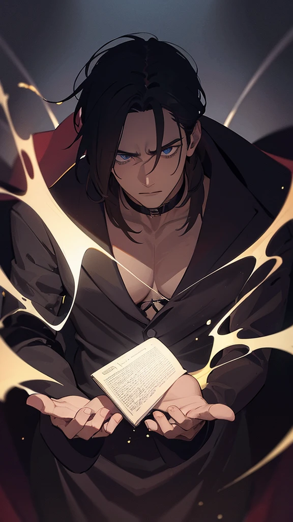 Dark man in an orific atmosphere