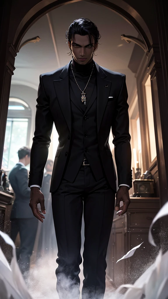 Dark man in an orific atmosphere