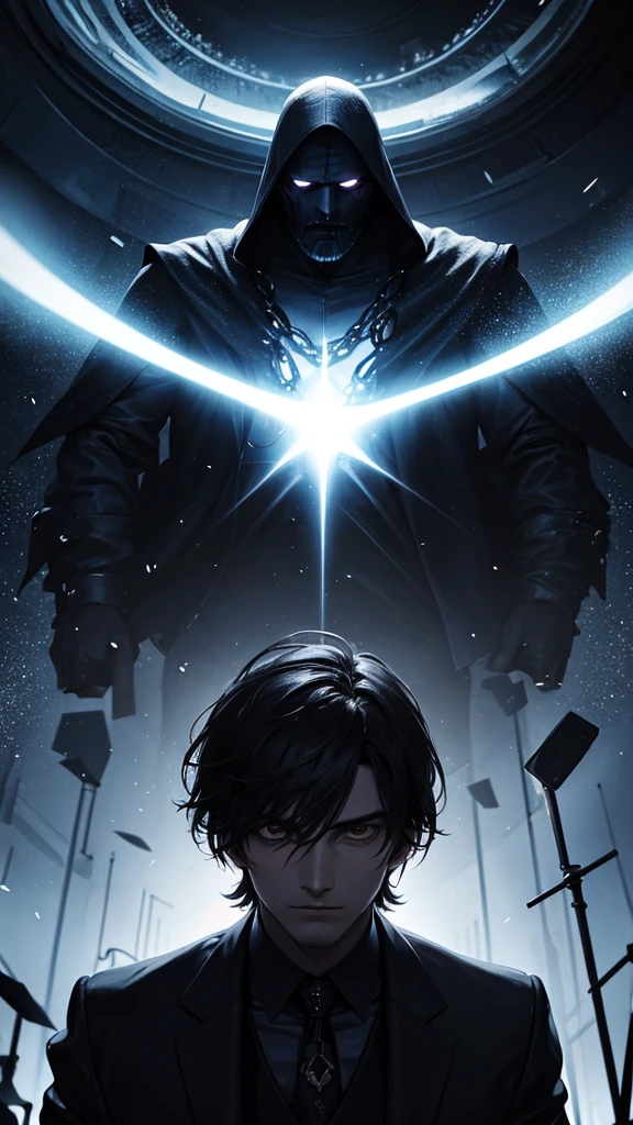 Dark man in an orific atmosphere