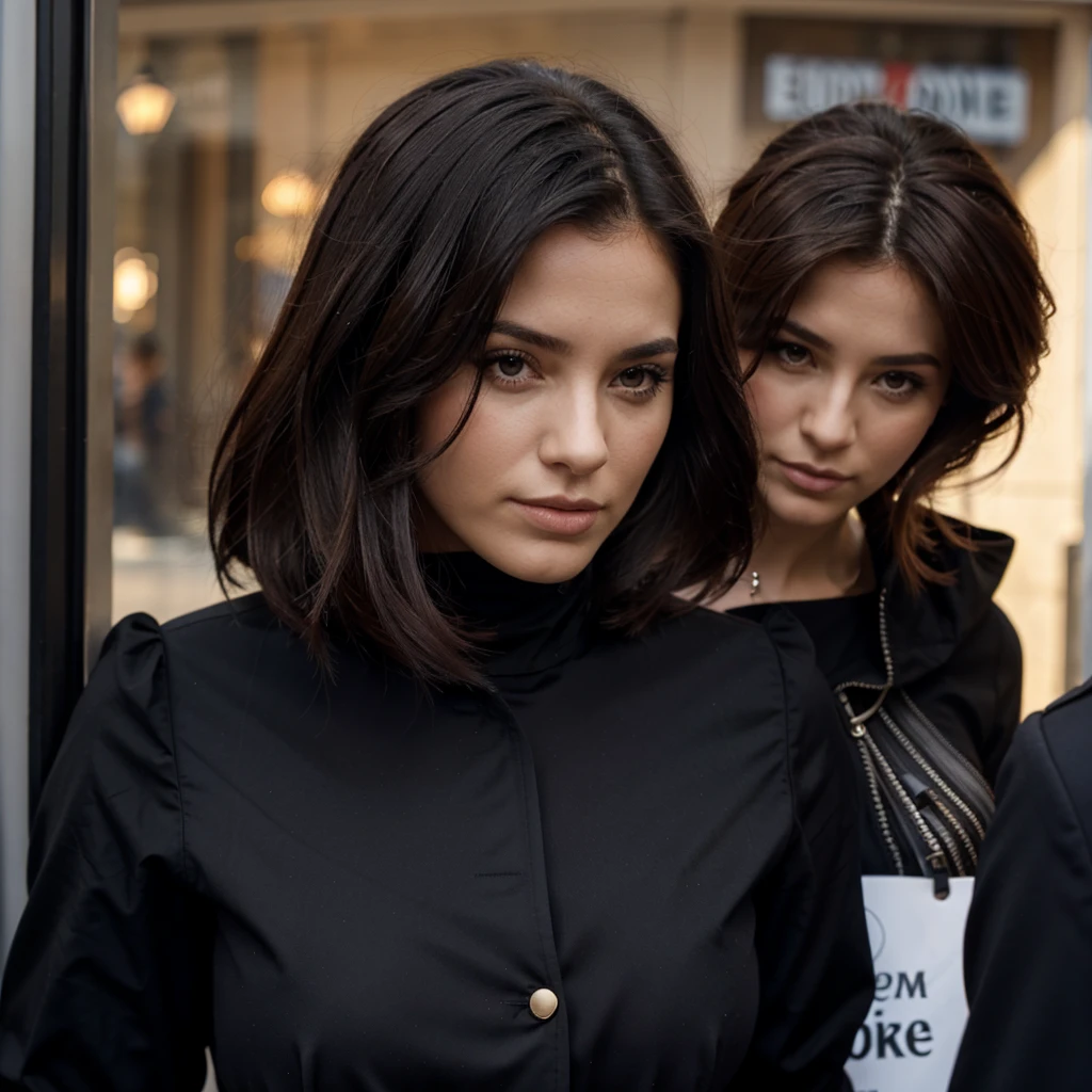 Femme européenne cheveux noir queue de cheval