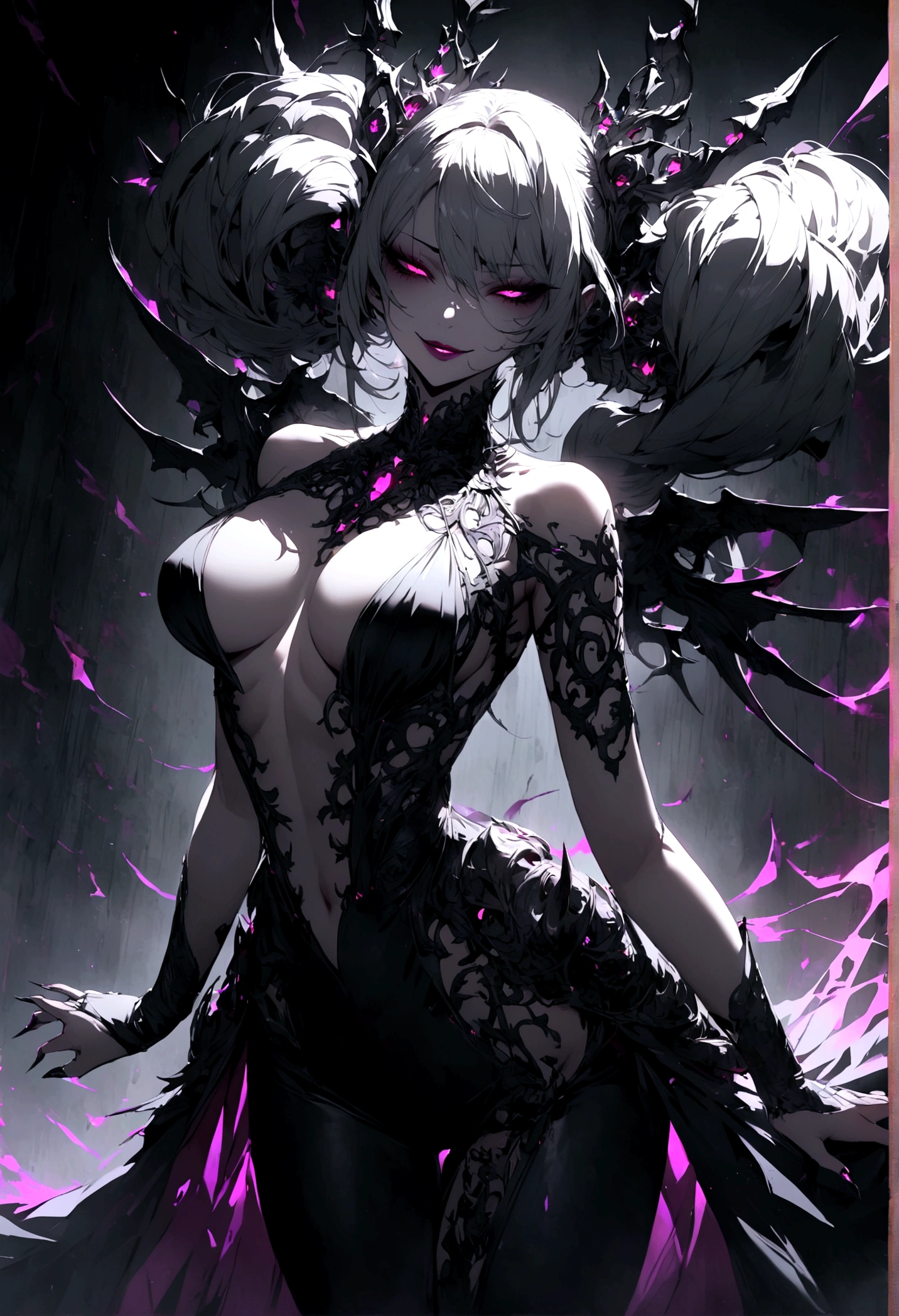 goddess of manipulation, beautiful, evil, seductive, evil smile, perfect body