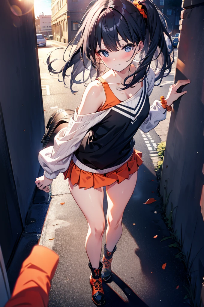 Rikka body, Affluent backstreets, Black Hair, blue eyes, Long Hair, orange Scrunchie, Scrunchie, wrist Scrunchie,happy smile, smile, Open your mouth,blush,Oversized red one-shoulder sweater,mini skirt,Black knee socks,short boots,Walking,So that the whole body goes into the illustration,morning,morning陽,The sun is rising,
Destroy outdoors, Building district,
壊す looking at viewer, Systemic
break (masterpiece:1.2), Highest quality, High resolution, unity 8k wallpaper, (figure:0.8), (Beautiful attention to detail:1.6), Highly detailed face, Perfect lighting, Highly detailed CG, (Perfect hands, Perfect Anatomy),