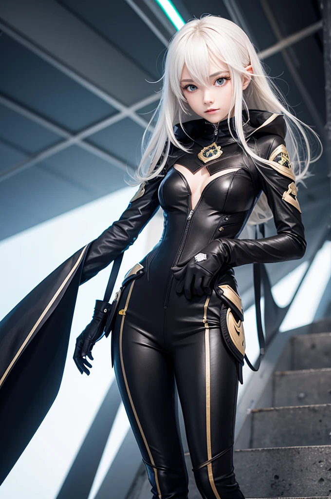 super high image, super detail, super high resolution, portrait, beautiful and stylish light blonde hair woman, wearing a mask, black leather long coat no shirt, black leather slim pants, black engineer boots, grim reaper's scythe, holofilm, translucent, iridescent, background fantasy, galaxy, magic circle, kaleidoscope, give off rainbow and gold neon light many lines radially from floor and ceiling, professional lighting