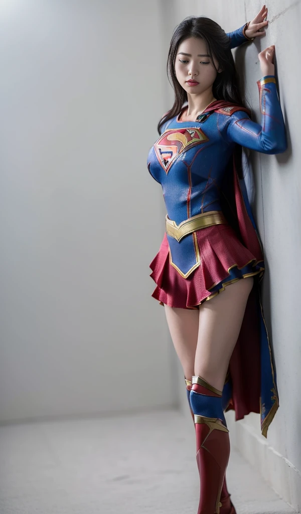 (((Highest quality、8K、masterpiece:1.3))、Supergirl、胸にSupergirlのロゴ、Eyes closed、Sharp focus:1.2、Beautiful woman with perfect figure:1.4、Thin abdominal muscles:1.2、((Layered Cut、Huge boobs:1.2))、Wet body:1.5、非常に詳細な顔と肌の質感Supergirl、stained、Clothes are shredded、Torn、Highest quality, Familiar, High resolution), 1 Girl, Supergirl、Super Heroine、Bishoujo Warrior、defeat、Lying down'return、falling、knock out、フィットしたSupergirlのコスチューム、Enlarge your breasts、Muscular、alone, From above,sleepy, Sleepワイン, Doll joints、Sleep、it hurts、it hurts look、syncope、cadaver、Beautiful crotch、High detail、8K