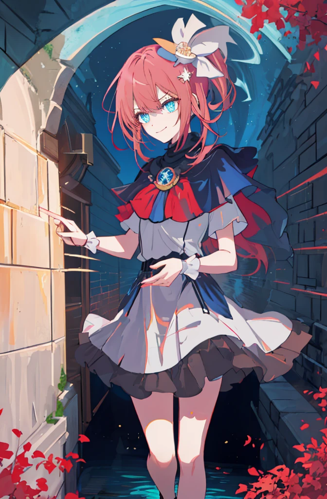 [(underground waterway Background:1.4)::5],Original,(Illustration:1.1),(Best Quality),(masutepiece:1.1),(the Extremely Detailed CG Unity 8K Wallpapers:1.1), (Colorful:0.9),(mid-shot:0.95),(very detailed beautiful full body),Dynamic Angle,(Solo:1.2), (girl),(((Adult))), (Detailed beautiful eyes:1.15), (Beautiful face:1.15), (glowing sky blue eyes:1.25////),(jewely eyes),(pink medium hair),(Blunt bangs),(half updo),(Red Star Hairpin),(+perfect hand+:1.21),(Draw an illustration of a fantasy girl),(Religious),(Wearing fantasy knight clothes),(white knight),(Contempt and contempt),Furious,(Beautiful Slender Girl),((Adult)),((furious laugh)),((evil smile)),((full body)),underground waterway,((dark place)),((dark place)),((dark place)),((dark place)),((Dark underground canals where light does not reach)),