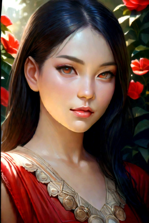 a beautiful blythedoll girl, 1girl, extremely detailed face and eyes, long eyelashes, delicate features, porcelain skin, intricate dress, lace and ribbons, sitting in a garden, surrounded by flowers, natural lighting, warm color tones, soft focus, (best quality,8k,highres,masterpiece:1.2),ultra-detailed,(realistic,photorealistic,photo-realistic:1.37),intricate detailed painting,fine art portrait