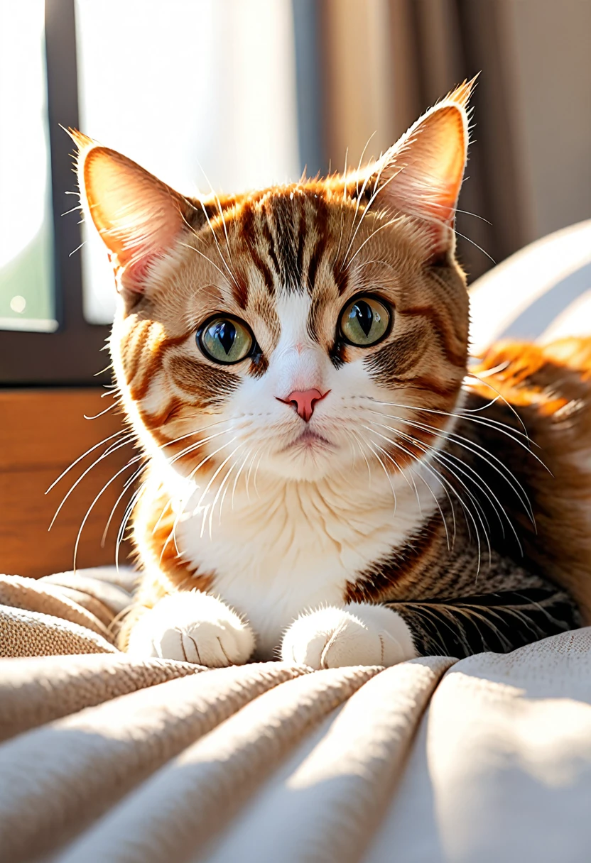 8k,high quality,cat, cute, morning