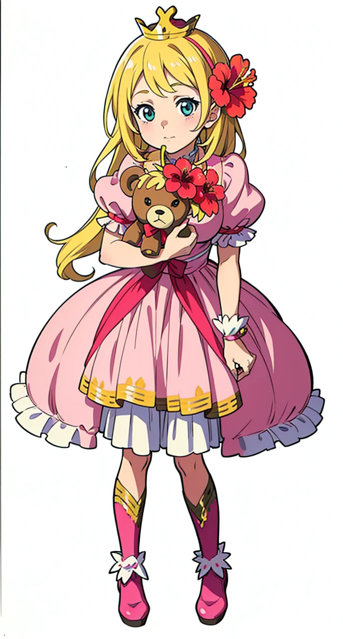Best Quality, High resolution, a cartoon girl in a pink dress holding a teddy bear, Lori, y 2 k Cute Core Crown Core, The real Big Mom, Anime Princess, Wearing a luxurious dress, Favorite character, Magical Girl Style, MapleStory character art, Cute Core Crown Core, Baroque Hibiscus Queen, Charming Angel Digimon, Magical Girl Portrait