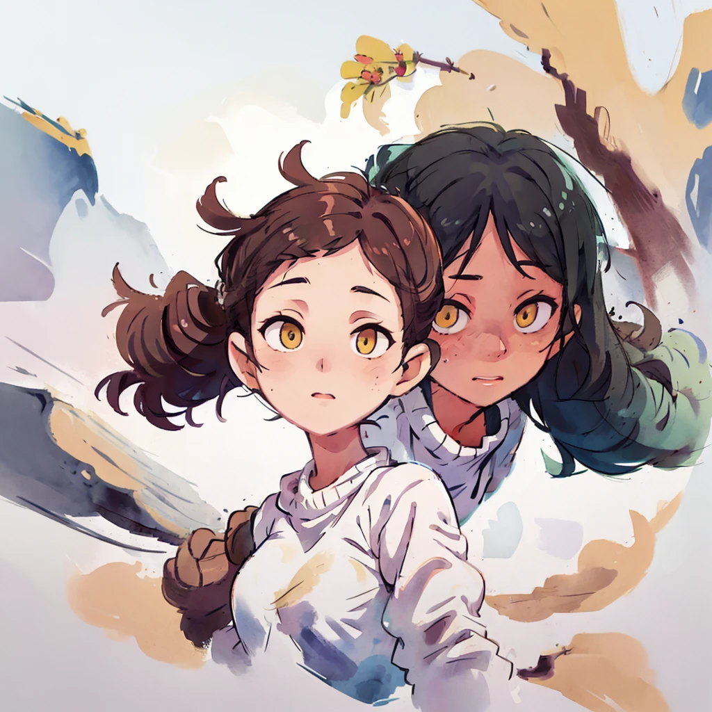 ((best quality, masterpiece)), 
1girl, black messy hair, white on background, yellow eyes, 

