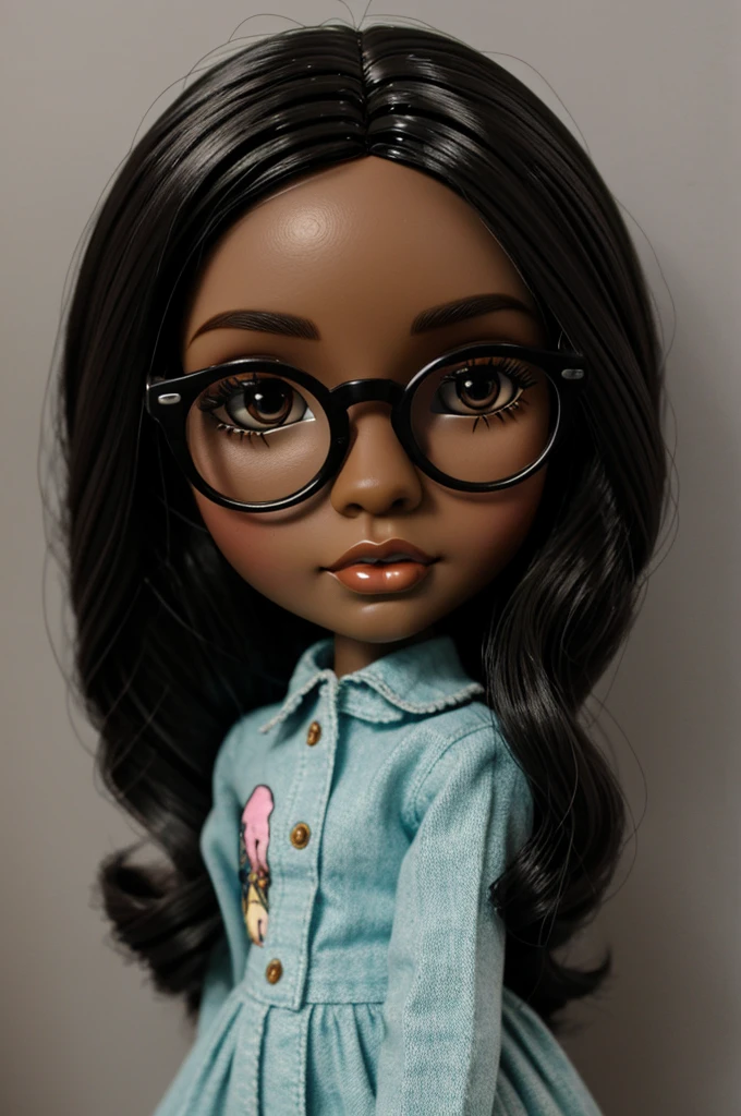 Blythe doll dark skin with glasses