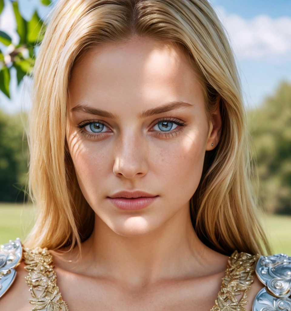 angel, armor gold (masterpiece, best quality, high resolution:1.4), 1girl, angel, skin pores texture, Hair blonde, HD , Photography, movie, cinematic, full Body, Realistic, (8k, RAW photo, best quality, masterpiece:1.2), (realistic, photo-realistic:1.33), best quality, detailed eyes blue, cute,natural lighting, depth of field, film grain, wrinkled skin, sharp, detailed and realistic portrait of a woman ,(freckles:0.5)