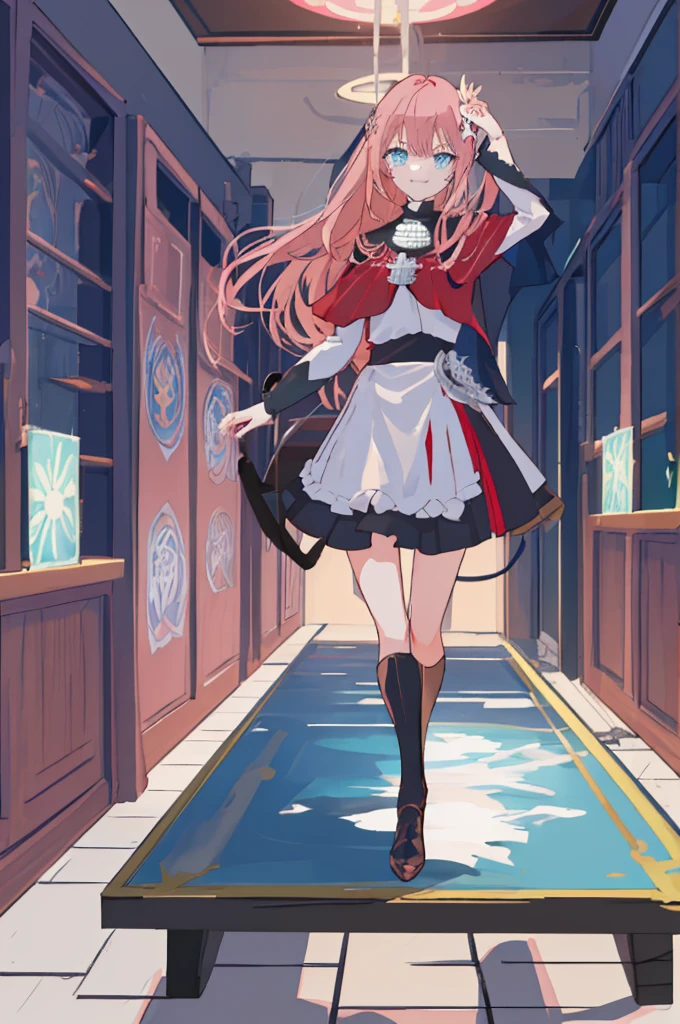 [(meeting room Background:1.4)::5],Original,(Illustration:1.1),(Best Quality),(masutepiece:1.1),(the Extremely Detailed CG Unity 8K Wallpapers:1.1), (Colorful:0.9),(mid-shot:0.95),(very detailed beautiful full body),Dynamic Angle,(Solo:1.2), (girl),(((Adult))), (Detailed beautiful eyes:1.15), (Beautiful face:1.15), (glowing sky blue eyes:1.25////),(jewely eyes),(pink medium hair),(Blunt bangs),(half updo),(Red Star Hairpin),(+perfect hand+:1.21),(Draw an illustration of a fantasy girl),(Religious),(Wearing fantasy knight clothes),(white knight),(Contempt and contempt),Furious,(Beautiful Slender Girl),((Adult)),((furious laugh)),((evil smile)),((full body)),underground waterway,((Meeting room of the Order of the Knights)),((Meeting room of the Order of the Knights)),Near the table, surrounded by knights,