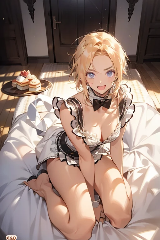 (from above:1.2),18 year old beautiful girl、Purplish blue eyes that dreamers desire, (Blonde hair) , small stature, , Lori, (masutepiece:1.2, Best Quality), (finely detailed beautiful eye: 1.2), (beautifull detailed face), (perky chest:1.1), (pointed chest:1.0), (cakes magazine cover:1.3),(Best Illumination, extremely delicate and beautiful), sexy pose,make a cocktail , in a bar counter, ((Cinematic Light)), Dramatic light, Short bob hair(1:3)、Ultra Contrast、Braid a little around the ears, White long dress、official art, unity 8k wallpaper, Super detailed, masterpiece, highest quality, 1 female, (very detailed),(Raw photo、highest quality)、(realistic、Photoreal:1.3)、high detail,(very detailed肌:1.2)、dynamic angle, fire glow effect, professional lighting, side light, cinematic light, 超A high resolution, 8K , best shadow, particles of light, Fine skin texture, detailed face, intricate details, Super detailed, shine, Please reconsider、full body,、beautiful face,shiny skin、thin、nice companion、delicate body、thin legs、naked apron、((crawl on all fours))、beautiful back、butt、turn around、A picture from a little behind、bend the body、the skirt is floating in the wind、Dark purple panties、thin Pubic hair ,(with sparkling eyes and a contagious smile),open mouth, highest quality, high resolution,Real World, Natural light,perfect Natural light, Looking at Viewer,