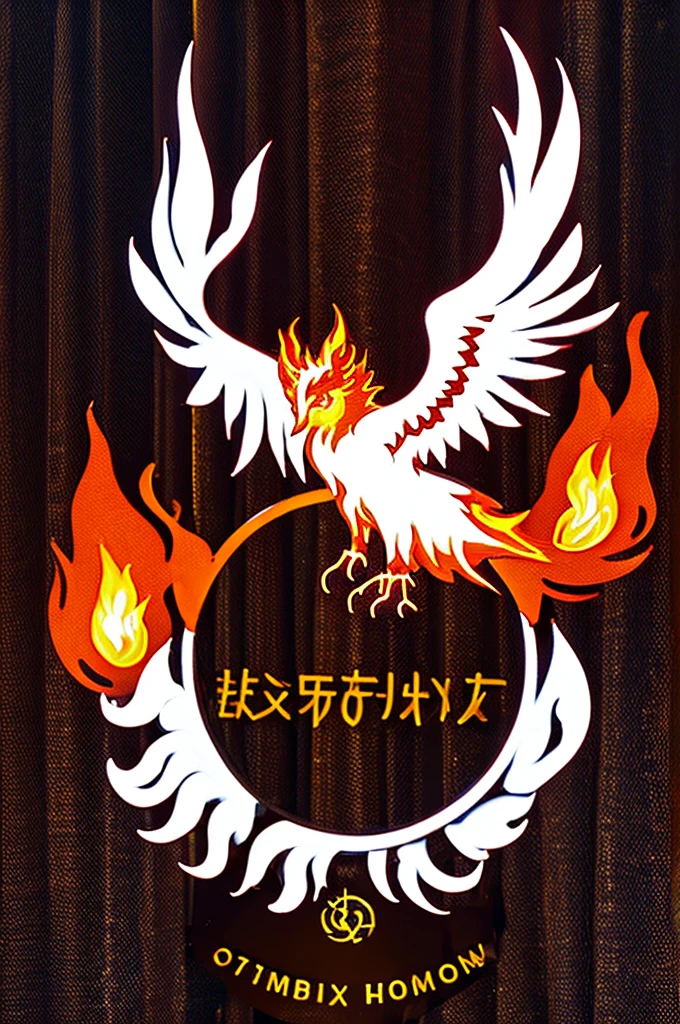 Create an artistic representation of a phoenix surrounded by glowing flames forming the shape of hearts, signifying strong partnerships, with the phrase "PHOENIX PARTNER" above.