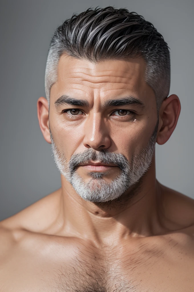 (doujin), hyperrealistic, solo, (landing), 60years old, facial wrinkles, (bald head), (indian daddy), male focus, muscular, blushed, dark skin, (beard), (nude), (lying on back), (hairy), (on floor mat), big penis and saggy balls,