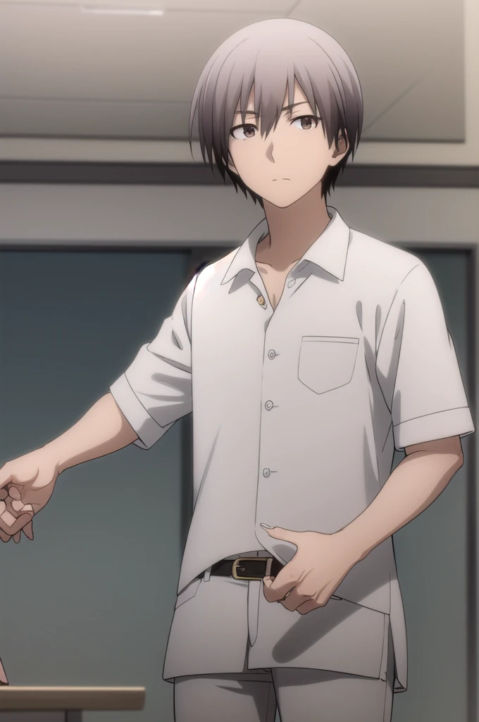 score_9, score_8_wonderful, score_7_wonderful, sauce_anime,Fugou keiji,Kanbe Daisuke,Male Focus,1 male,No pants,Red tie，Auction,Long sleeve white shirt,On all fours,Place your hands on the floor,penis,Leash color,View your audience,Squat,Black Hair,,humiliation,Obedience,yield,Put a shoe on your head