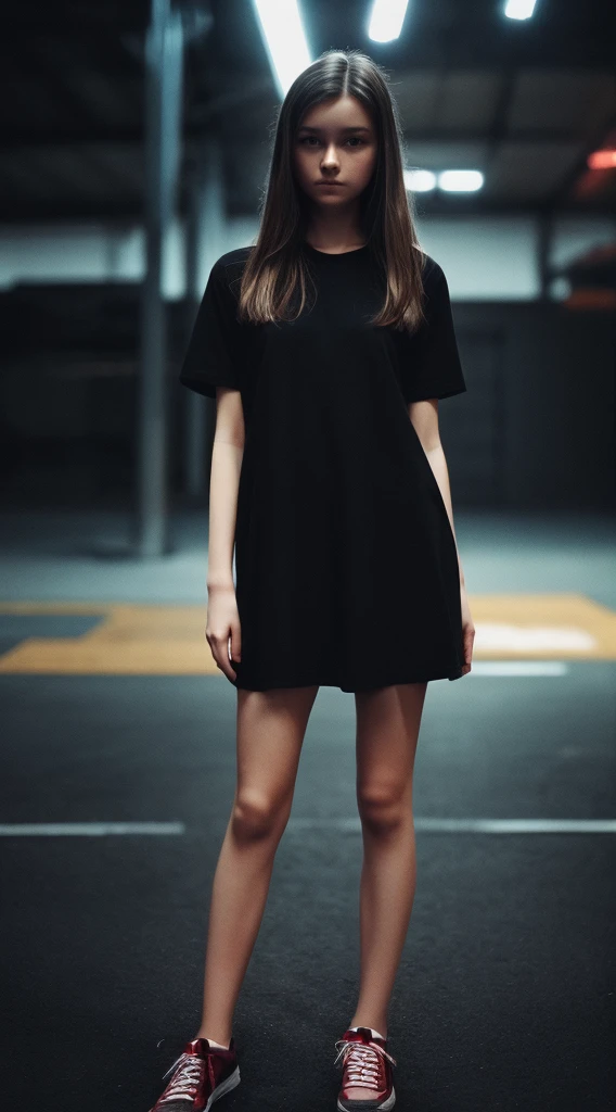 1girl, russian girl, yo, , pretty, standing, full body, dark background, shot by iphone cameras, noise image, raw image,