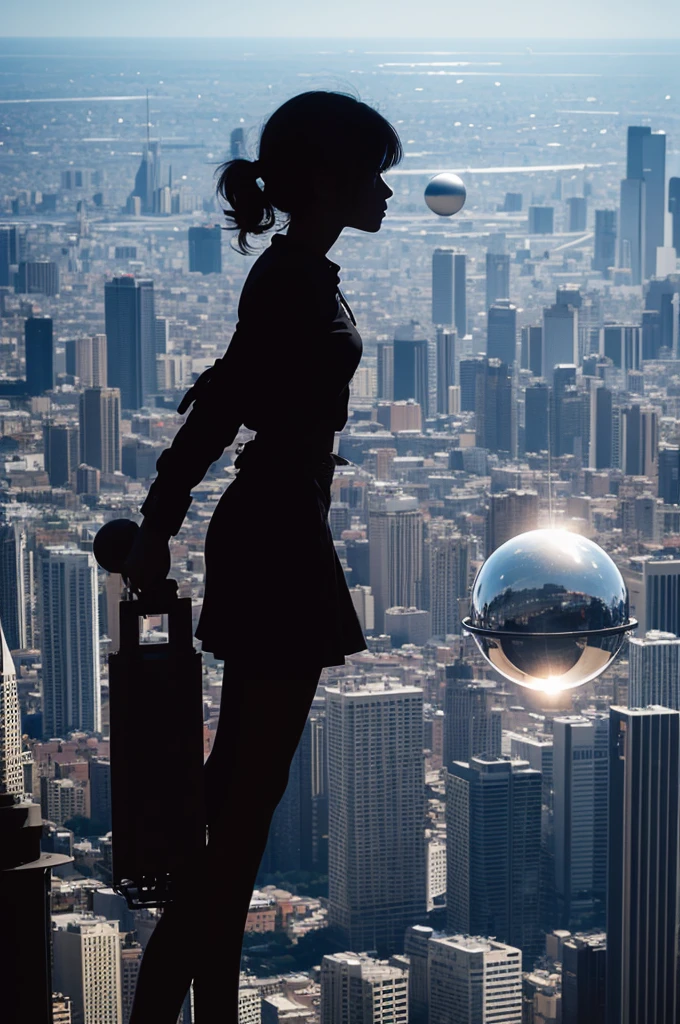 1girl, illustration, cartoon, soothing tones, calm colors, holographic three-dimensional projection of a  woman as April O'Neil, A WOMAN IN YELLOW (full body:1.25) JUMPSUIT, accentuated booty, Rear Angle, Full Body, illustration, cartoon, soothing tones, calm colors,  office with a window showing NYC Manhattan Empire State Building  in background
