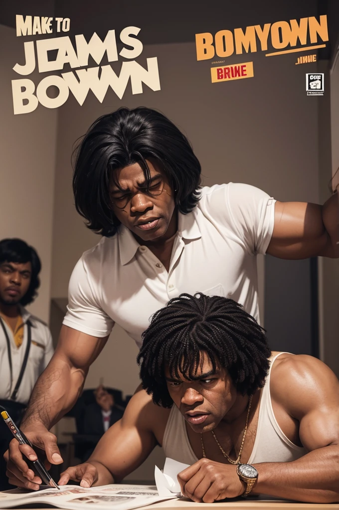 make a comic about James Brown's song celebrate with people dancing