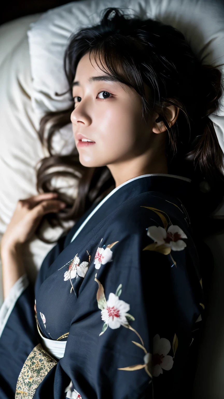 hostel Mr. Nakai On the futon Lying on your back Hold your arms above your head Turn away blush Downcast eyes Open kimono