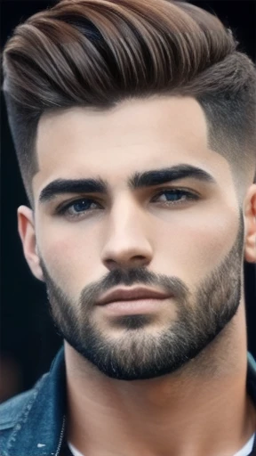 judaean men stylish hair focus on face.