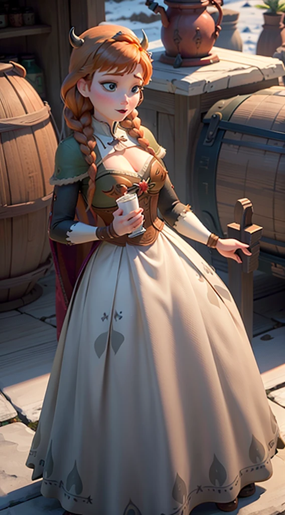 Photo of Anna of Arendelle with cow breasts, latte, milking
