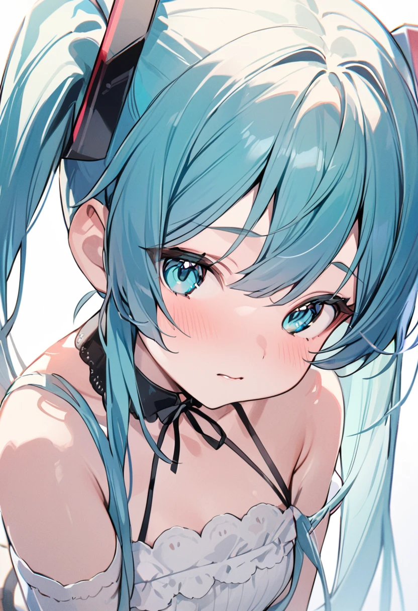 delicate、masterpiece、Highest quality、One girl、cute、Hatsune Miku、White background