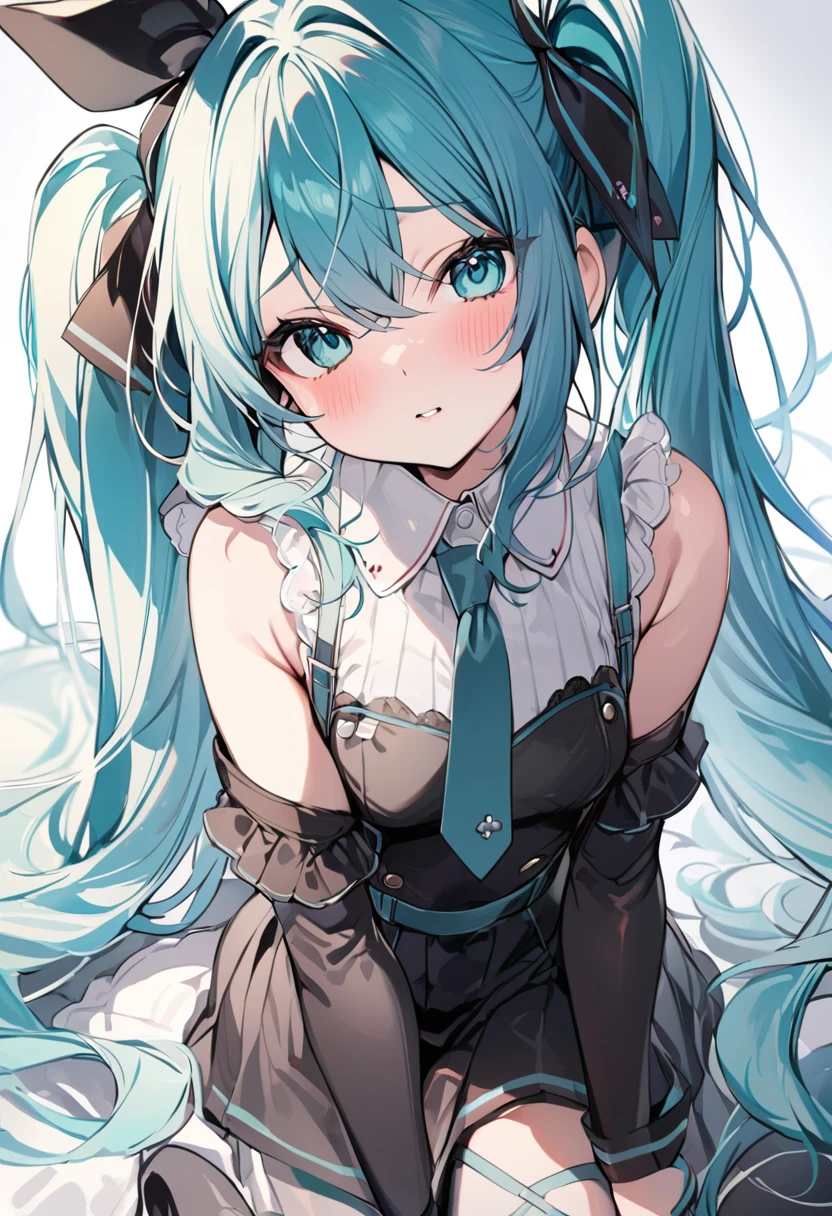 delicate、masterpiece、Highest quality、One girl、cute、Hatsune Miku、White background