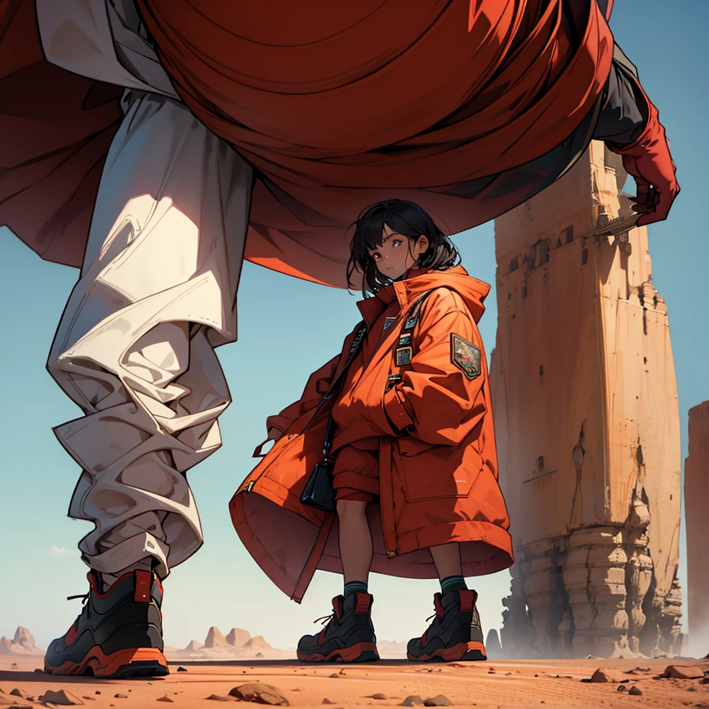 Person walking on Mars wearing stylish Gucci clothing 