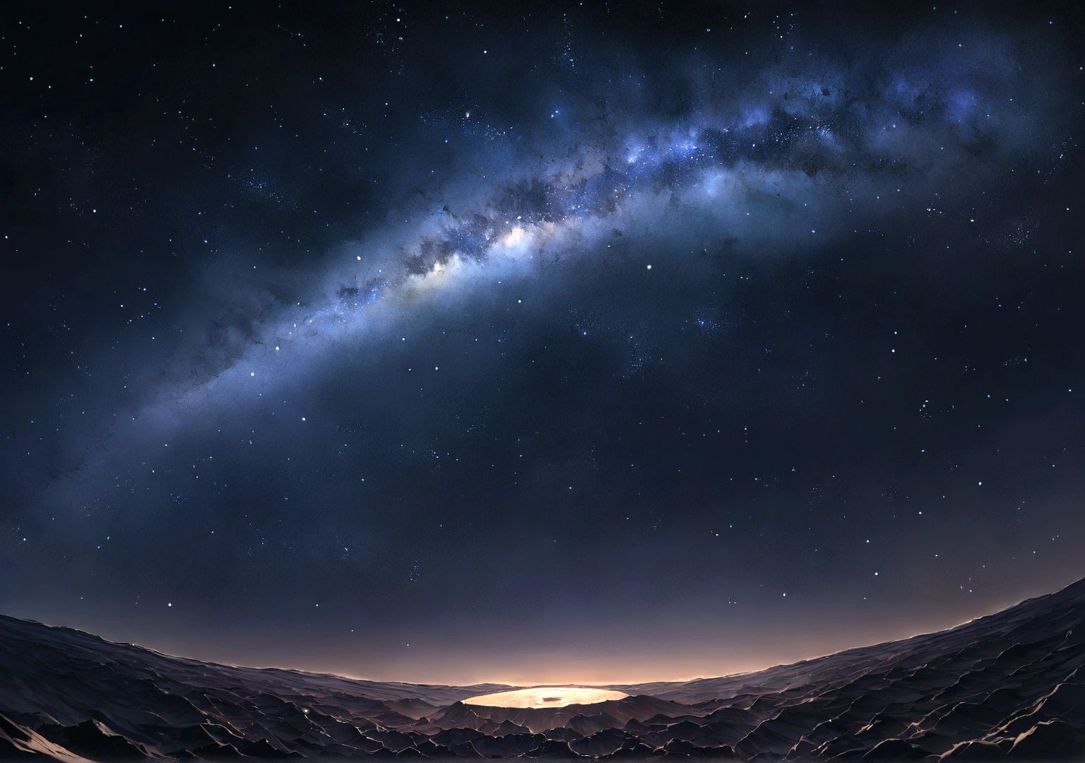 Master pieces、Superior quality、Superior image quality、8k quality、Beautiful images of the starry sky.、magnificent、Arched Milky Way:1.9、lunar surface、crater