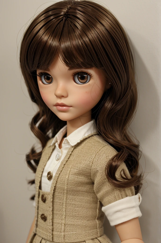create a blyth doll with short brown hair and brown eyes