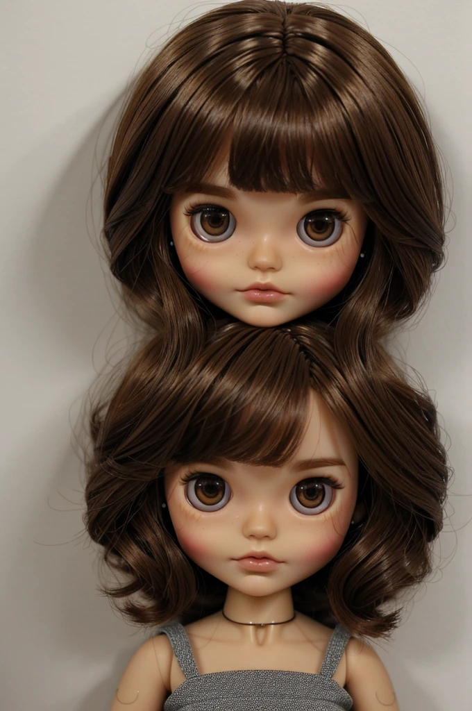 create a blythe doll with short brown hair and brown eyes 