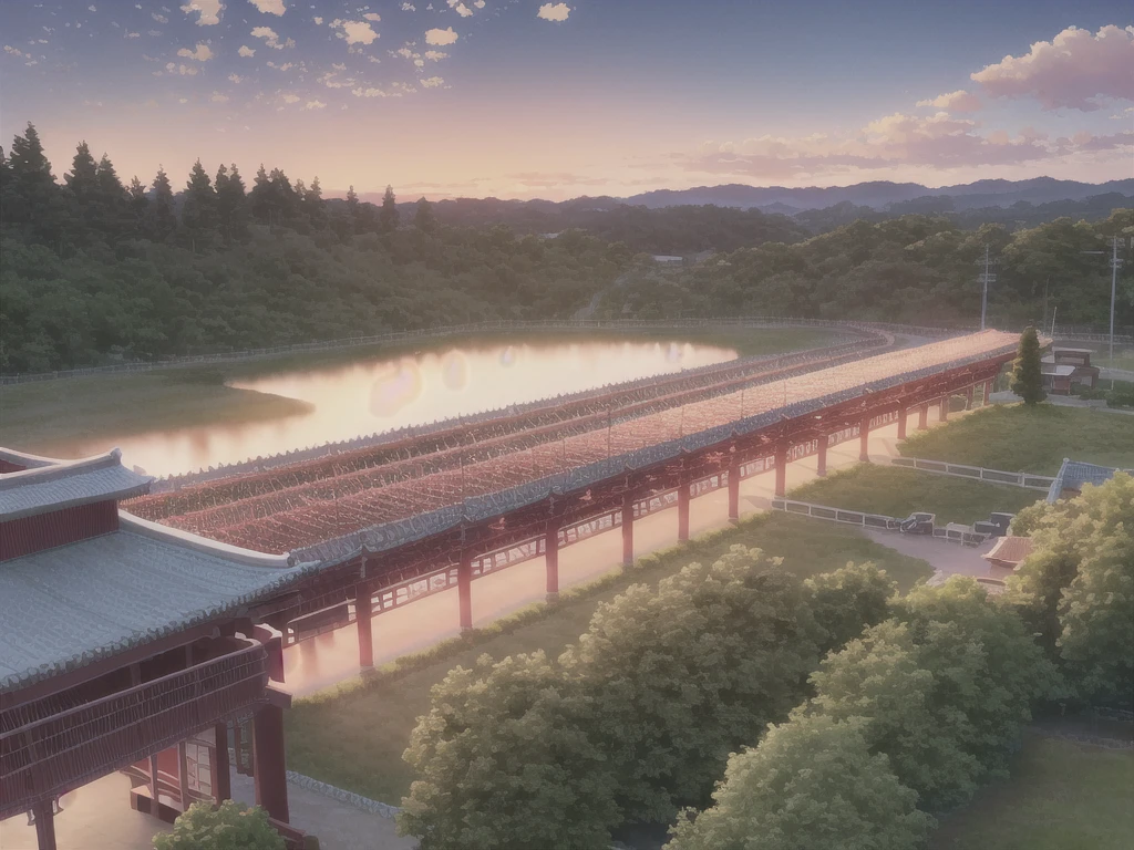 shinkai makoto, kimi no na wa,japanese countryside, beautiful sky, sunset,  Intricate Details, masterpiece 