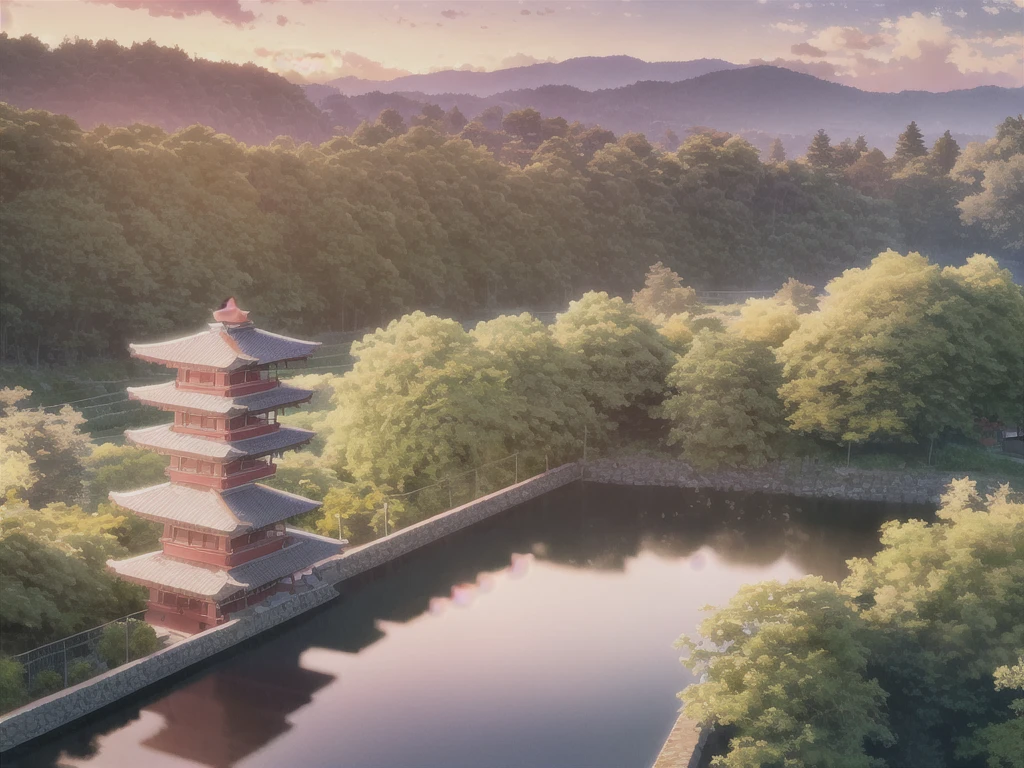 shinkai makoto, kimi no na wa,japanese countryside, beautiful sky, sunset, Intricate Details, masterpiece