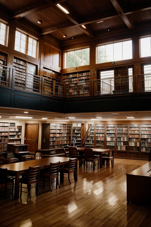 library for several people, tranquility, calm, space with nature