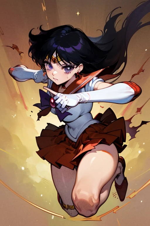 (Very detailed), (masterpiece), (Highest quality), (Super detailed), (Best illustrations), (Absurd), Mid-chest, Detailed hands, Sailor Mars,I'm injured、On one knee、Crippling、(((Her costume is torn and her skin is showing)))、Bleeding、enduring pain、(((Hands tied)))、Fighting Alone、Being attacked by mucus