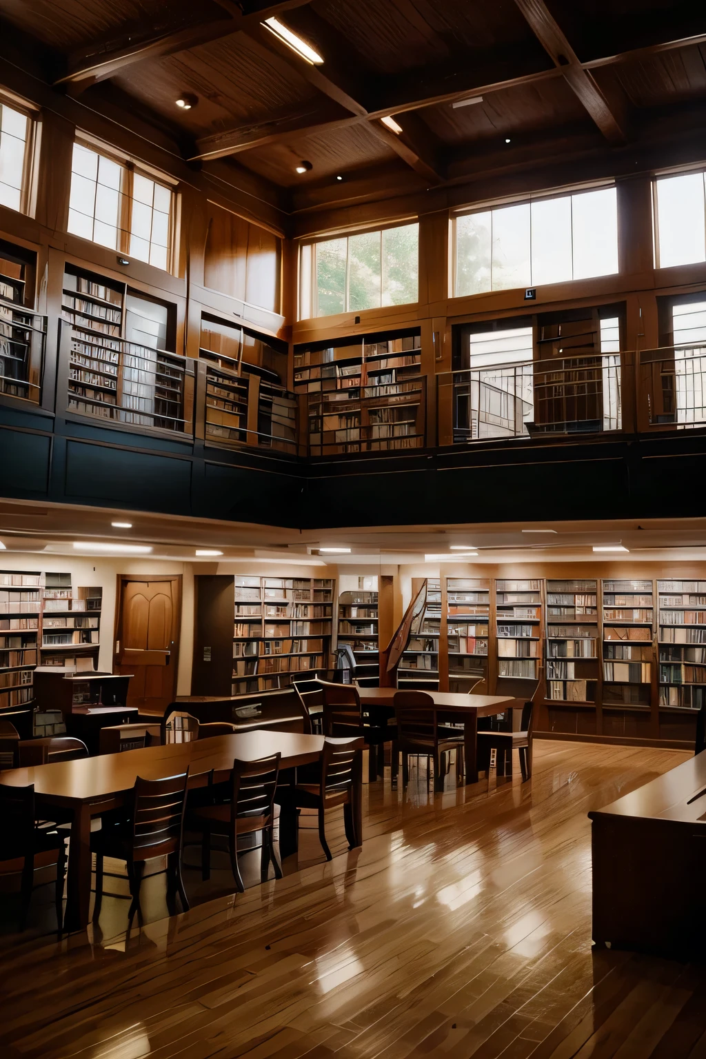 library for several people, tranquility, calm, space with nature