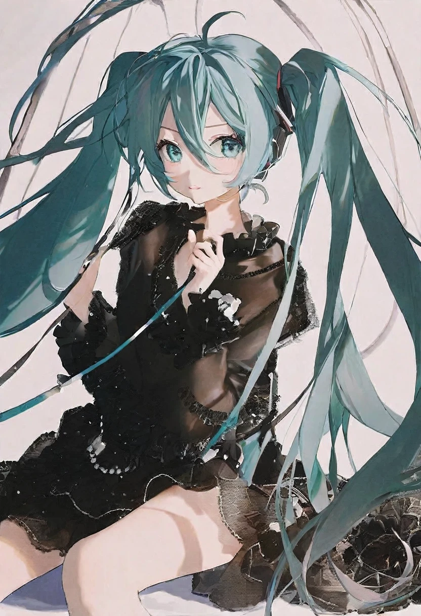 delicate、masterpiece、Highest quality、One girl、cute、Hatsune Miku、cool、White background