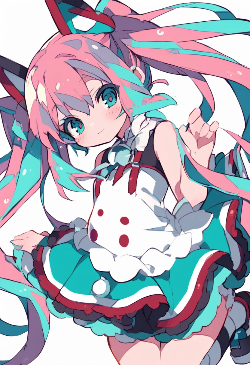 Hatsune Miku、cute、pale、White background、