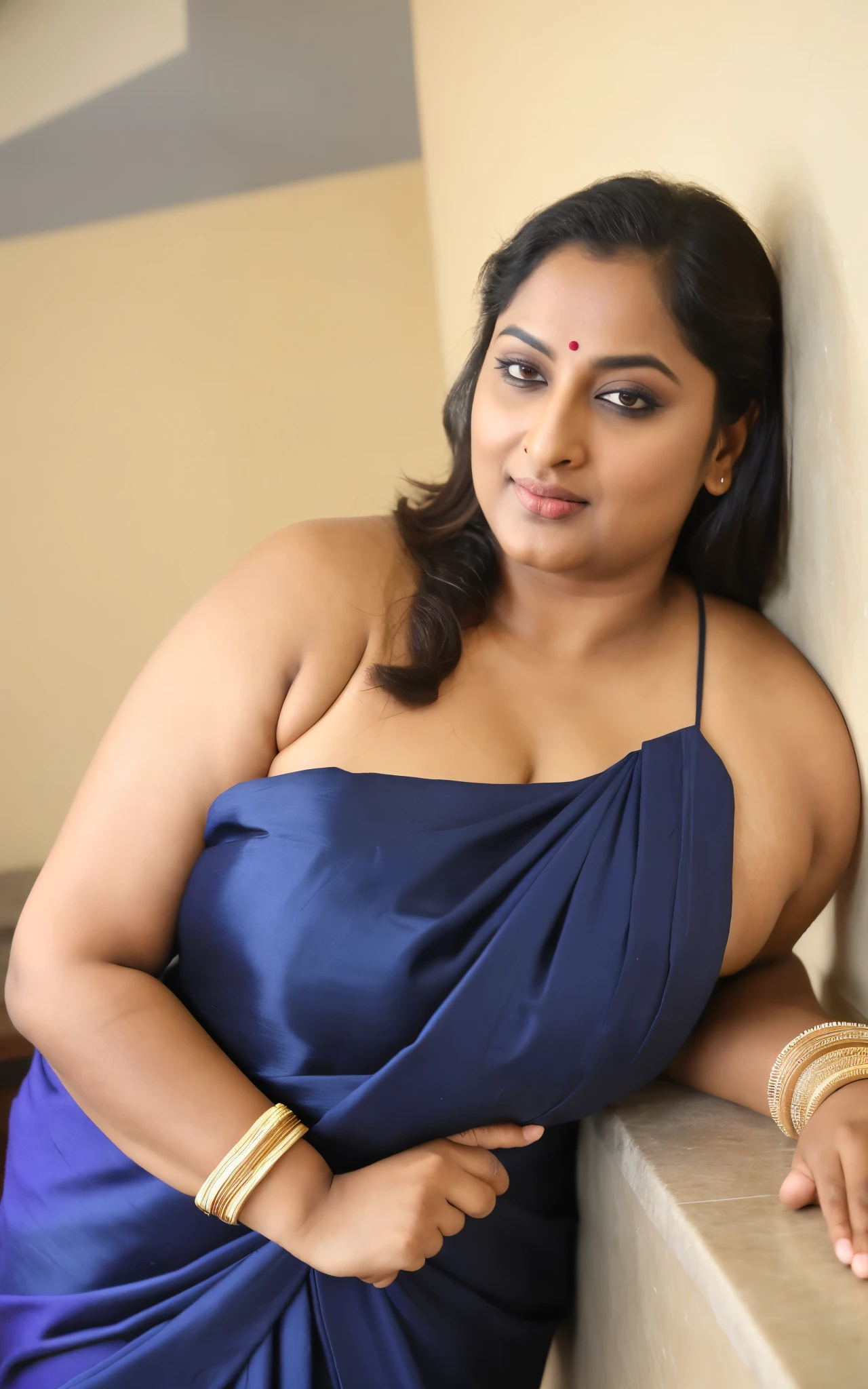 Foto RAW, photorealistic, photography, full body shot, 50 years old Woman, mature aunty, mature big saggy breast, hot Amma, vellamma, desi aunty, mommy, momma, motherly figure, fleshy bulky figure, curvy, Full figured woman, busy housewife, thirsty for young male, hypnotizing eyes, master shot, perfect eyes, goddess like beauty, pierced eyes, perfect thick chubby mallu Desi aunty bhabhi, Wearing a Stanapatta, a chest-band.Saree model, model Photography, Indian saree shoot, Indian traditional wear advertising photography, traditional wear brand shoot, face of Indian actress Sonakshi Sinha, masterpiece, realistic, realism, incredible details,  pleasure, photorealism, detailed skin, skin pores, high contrast, photorealistic Artstation 8k HD digital art trend of high definition and detailed realistic skin texture, ultra detail, realistic skin texture, armature, best quality, ultra high definition, (photorealistic:1.4),, high resolution, detail, raw photo, sweat, Re sharp, by Lee Jefferies Nikon D850 Film Stock Photo 4 Kodak Portra 400 Camera F1.6 Lens Rich Color Ultra Real Realistic Realistic Textures Dramatic Lighting Unreal Engine Trending at Art Station Cinestill 800,(pele altamente detalhada: 1.2), 8k UHD, DSLR, soft-lighting, alta qualidade, grain of film, Fujifilm XT3,she didn't like to wear blouse or bra, she is happy to wear only saree, she hates blouse or bra, detailed hairy armpits, hyper realistic skin, skin pores, sweat, veins,  Dark hairy armpits, sensually appealing figure, goddess of temptation and lust, queen of lust, 